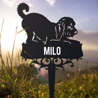 Playful Cockapoo Memorial Ground Spike with Personalisation 