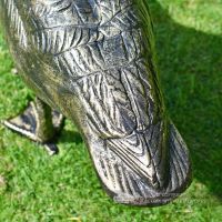 Looking Down Bronze Finish Geese Garden Sculpture Detailing