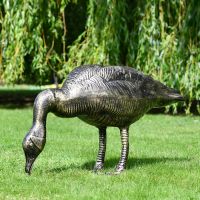 Looking Down Bronze Finish Geese Garden Sculpture