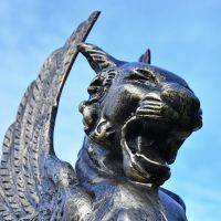 View of Cat Griffin Sculpture 