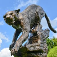 Close up of Cast Aluminium Cougar Sculpture Face and Body