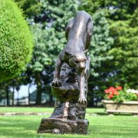 Cast Aluminium Cougar Sculpture on Plinth