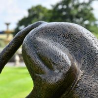 Close up of fur detailing across cougar sculpture