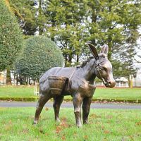 Antique Bronze Travelling Donkey Sculpture in Situ 
