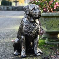 St. Bernard Puppy Antique Gold Sculpture in full 
