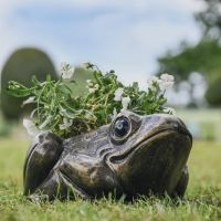 Antique Gold Toad Planter 