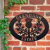 House Name Sign with Thistle Design 