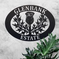 House Name Sign with Thistle Design 