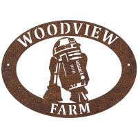 R2D2 Oval House Name Sign with White Wall 