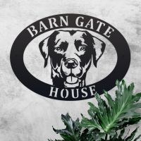 Iron House Name Sign with Labrador Motif 