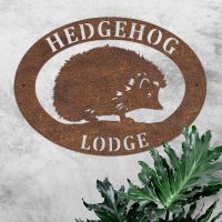 Hedgehog Iron Oval House Name Sign 