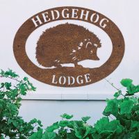 Rustic Hedgehog House Name Sign 