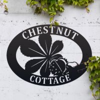 Horse Chestnut Motif on Oval House Name Sign 