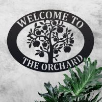 Apple Tree Iron Oval House Name Sign 
