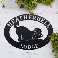 Oval House Name Sign with Cockapoo 