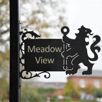 Lion & Staff Iron Bracketed House Name Sign 