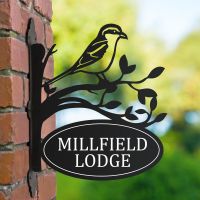 Bracketed House Name Sign with Great Grey Shrike 