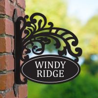 Iron Filigree House Name Sign on Bracket 