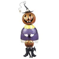 Standing Pumpkin Jester with Black Cat