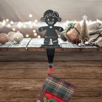 Gingerbread Woman Stocking Holder in Situ Holding a Stocking