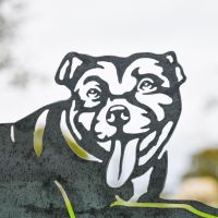 Close up of cut out detailing on Staffordshire Bull Terrier Head 