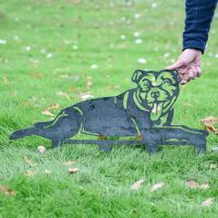 Unfinished Metal Staffordshire Bull Terrier Silhouette in Garden 