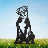 Black Boxer Silhouette on Grass 