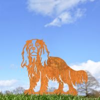 Rustic Cavalier King Charles Spaniel Silhouette in Outside Setting 