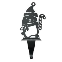 Black Stocking Holder with Penguin and Candy Cane
