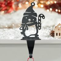 Black Stocking Holder with Penguin Motif 