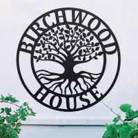 "Tree of Life" Circular Iron House Name Sign in Use Outside