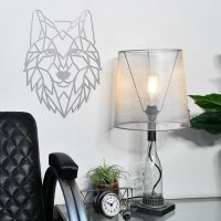 Geometric Wolf Head Wall Art in Grey