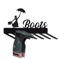 Wall Mounted Liver Bird Iron Boot Holder Finished in Black