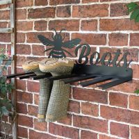 Wall Mounted Bumble Bee Iron Boot Holder in Situ Holding Wellys