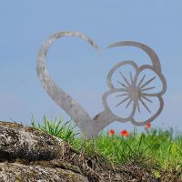 Unfinished Poppy on Love Heart Grave Marker Ground Spike