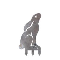 Realistic Moon Gazing Hare Sheet Steel Silhouette in Natural Steel Finish with Spikes