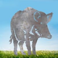 Unfinished Sheet Steel Silhouette with Wild Boar Design