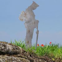 WW2 Soldier Grave Marker Ground Spike in Natural Steel Finish in Situ
