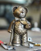 "Benji" the Unwell Bear Recycled Metal Sculpture