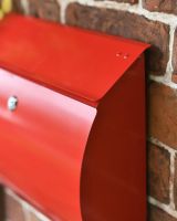 Close-Up of Lid & Lockable Front on Wall-Mounted Post Box