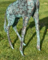 Close up of Verdigris Giraffe Cast Aluminium Sculpture body