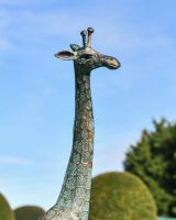 Close up of Verdigris Giraffe Cast Aluminium Sculpture neck
