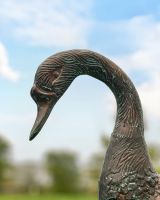 Verdigris Swan Facing Down close up of head