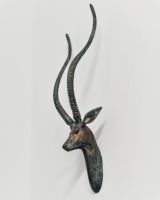 Verdigris Cast Aluminium Antelope Wall Bust
