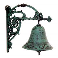 Cast Iron Ornate Garden Bell in a Verdigris Finish