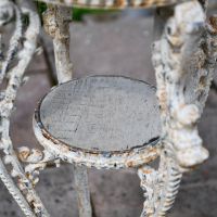 Detail on the Victorian Aged Cream Cast Iron Side Table Stand
