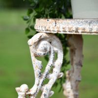 Close-up of the Aged Cream Finish on the Victorian Aged Cream Cast Iron Side Table Stand