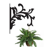 Victorian Leaf Hanging Basket Bracket holding a Flower Basket