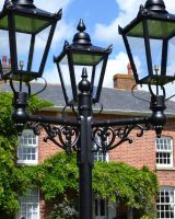 Victorian Triple Headed Lamp Post Set Bracket Close up
