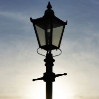  Black Victorian Lamp Post Set in the Sun Set